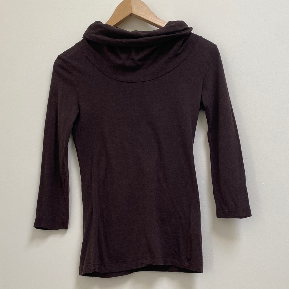 Jacob Dark Brown Cowl Neck Sweater, Quarter Sleeve